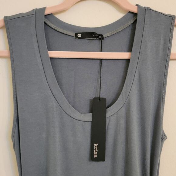 NWT Revolve Krisa Soft Cotton Ruched Tank Dress Sage Green XS - Picture 3 of 4